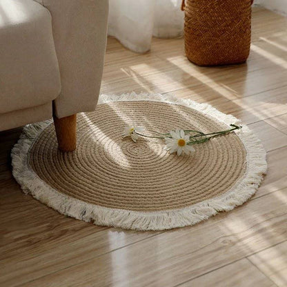 100% Jute Round Carpet - ComfyVibes