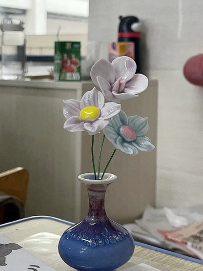 Handmade Ceramic Vase with Ceramic Flower