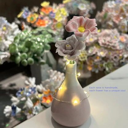 Handmade Ceramic Vase with Ceramic Flower