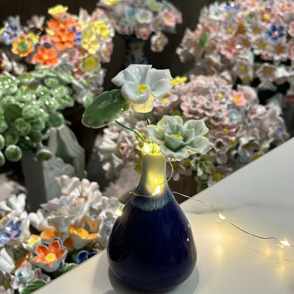 Handmade Ceramic Vase with Ceramic Flower