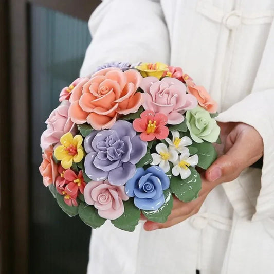 Handcrafted Ceramic Flower Basket