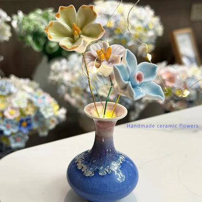 Handmade Ceramic Vase with Ceramic Flower