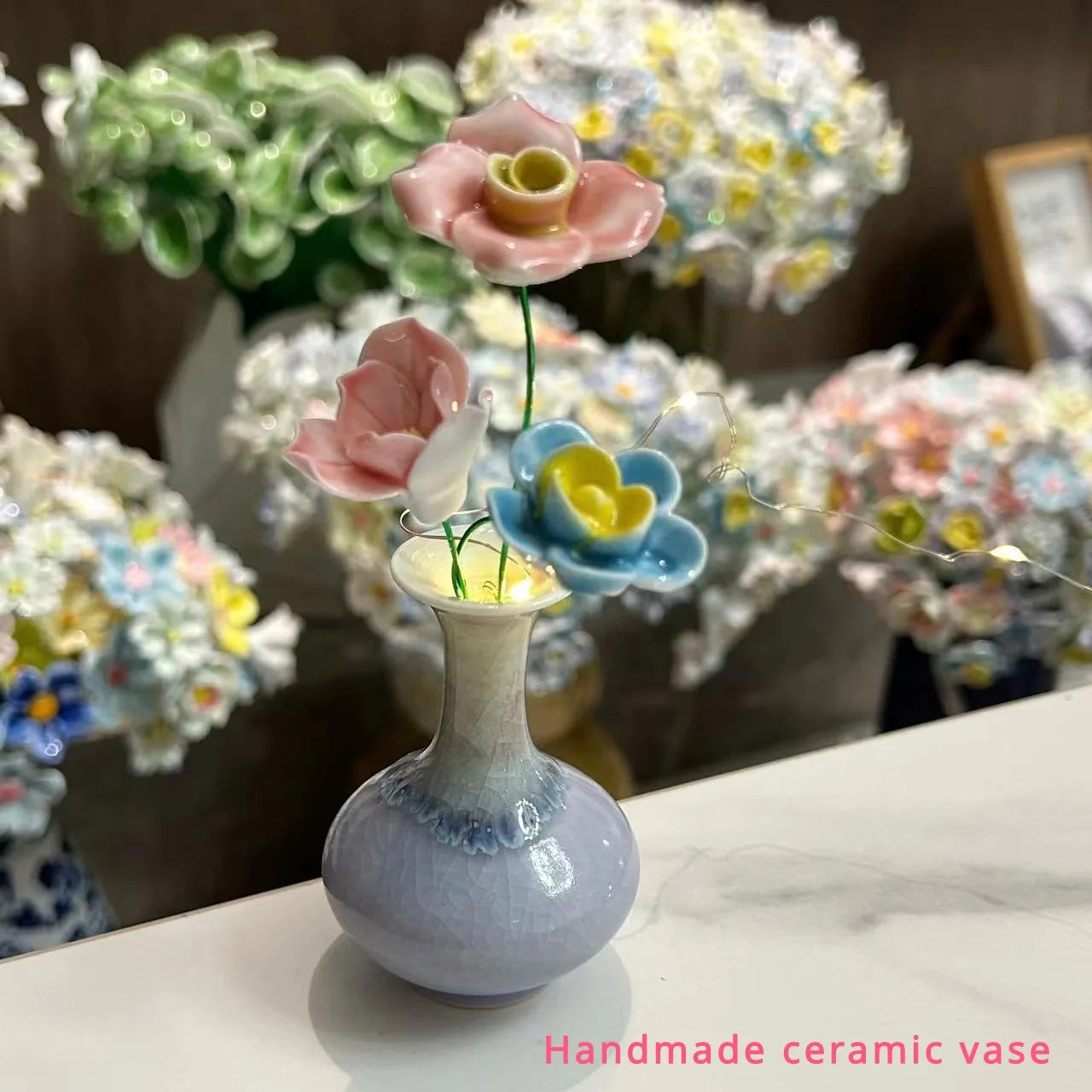 Handmade Ceramic Vase with Ceramic Flower