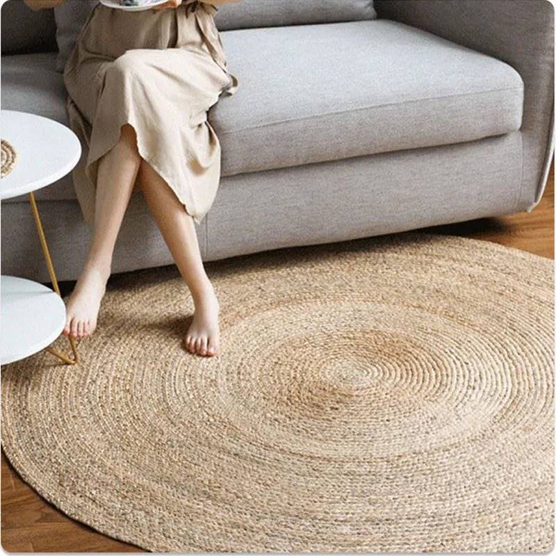 Rattan Round Carpet - ComfyVibes