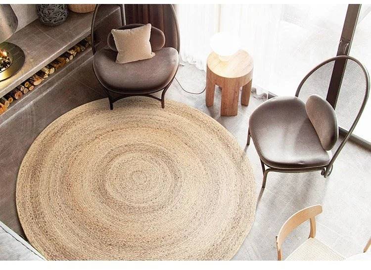 Rattan Round Carpet - ComfyVibes